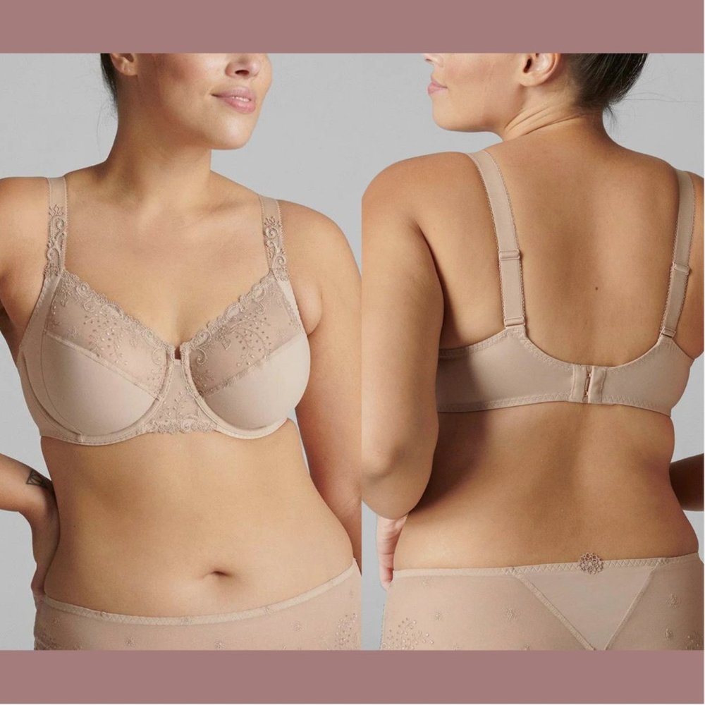 NWT $115 Simone‎ Perele [ 32F ] Delice Embroidered Underwire Bra Sand Nude